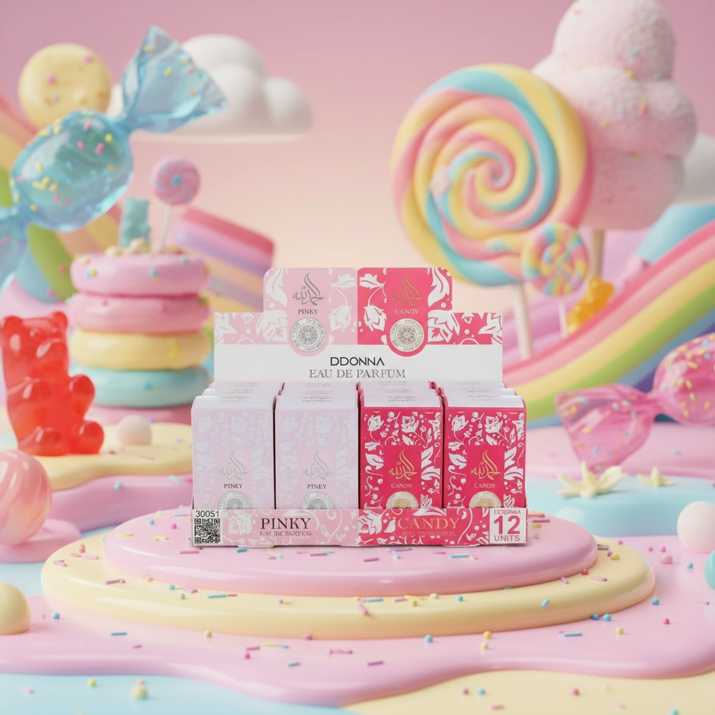 Lot de 12 - Présentoir Eau De Parfum Gourmand Pinky / Sucré 35ml - D'donna
