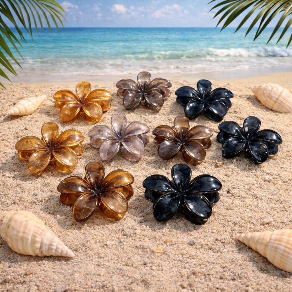 Lot de 12 Pièces - Pinces à Cheveux XXL Fleur De Monoi - Monoi