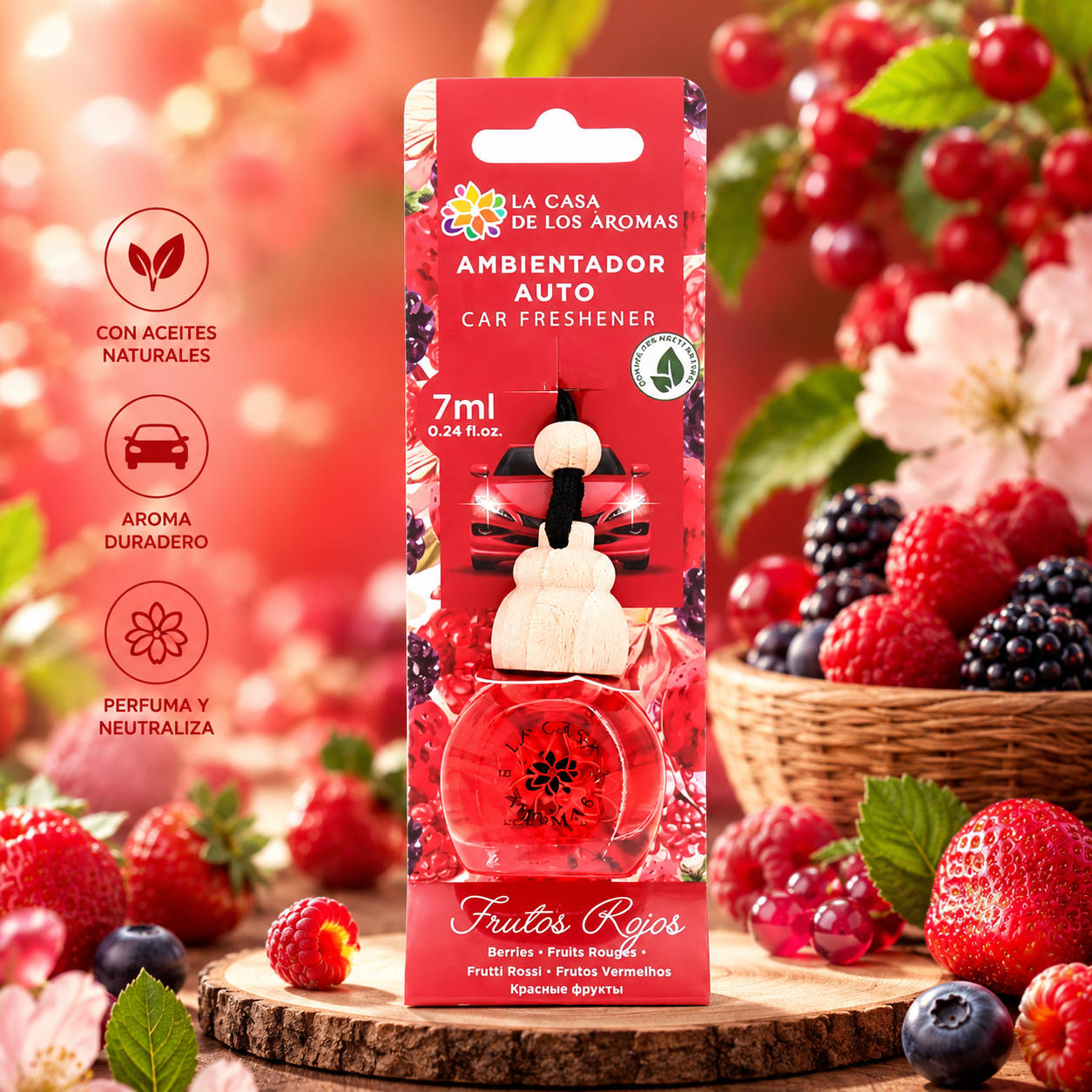 Lot de 14 Pièces - Désodorisant Auto Fruit Rouge 7 ml - La Casa De Los Aromas