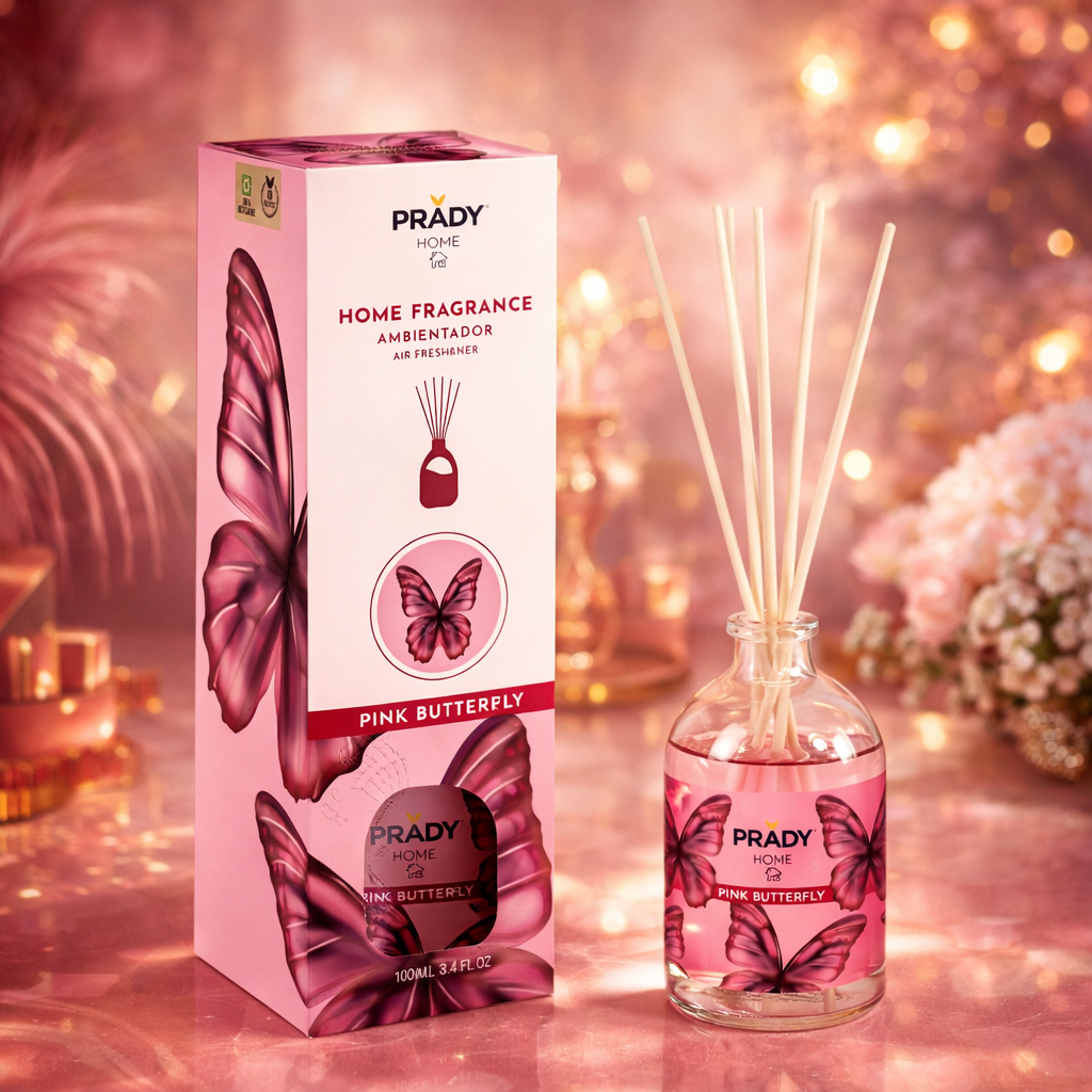 Lot de 6 Pièces - Mikado Diffuseur de Parfum Pink Butterfly 100ml - Prady