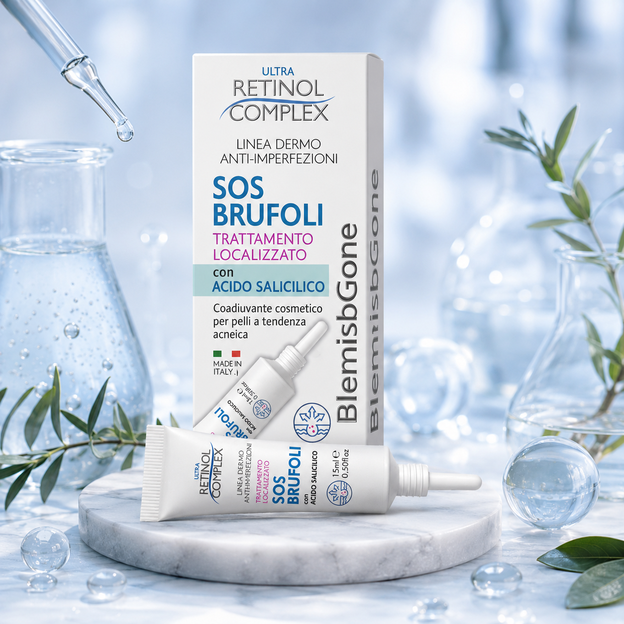 Lot de 6 Pièces - Soin Localisé Anti-Imperfections SOS Boutons à l’Acide Salicylique 15ml - Retinol Complex