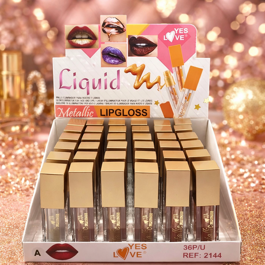 Lot de 36 Pièces - Metallic LipGloss & Highlighter 2en1 6 Couplers - Yes Love