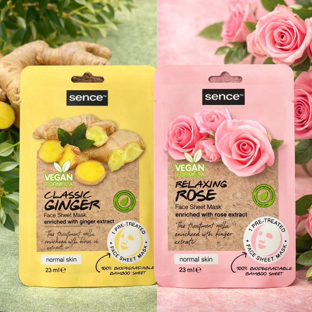 Lot de 24 Pièces -Masque visage Vegan Formula – Gingembre & Rose - Sence