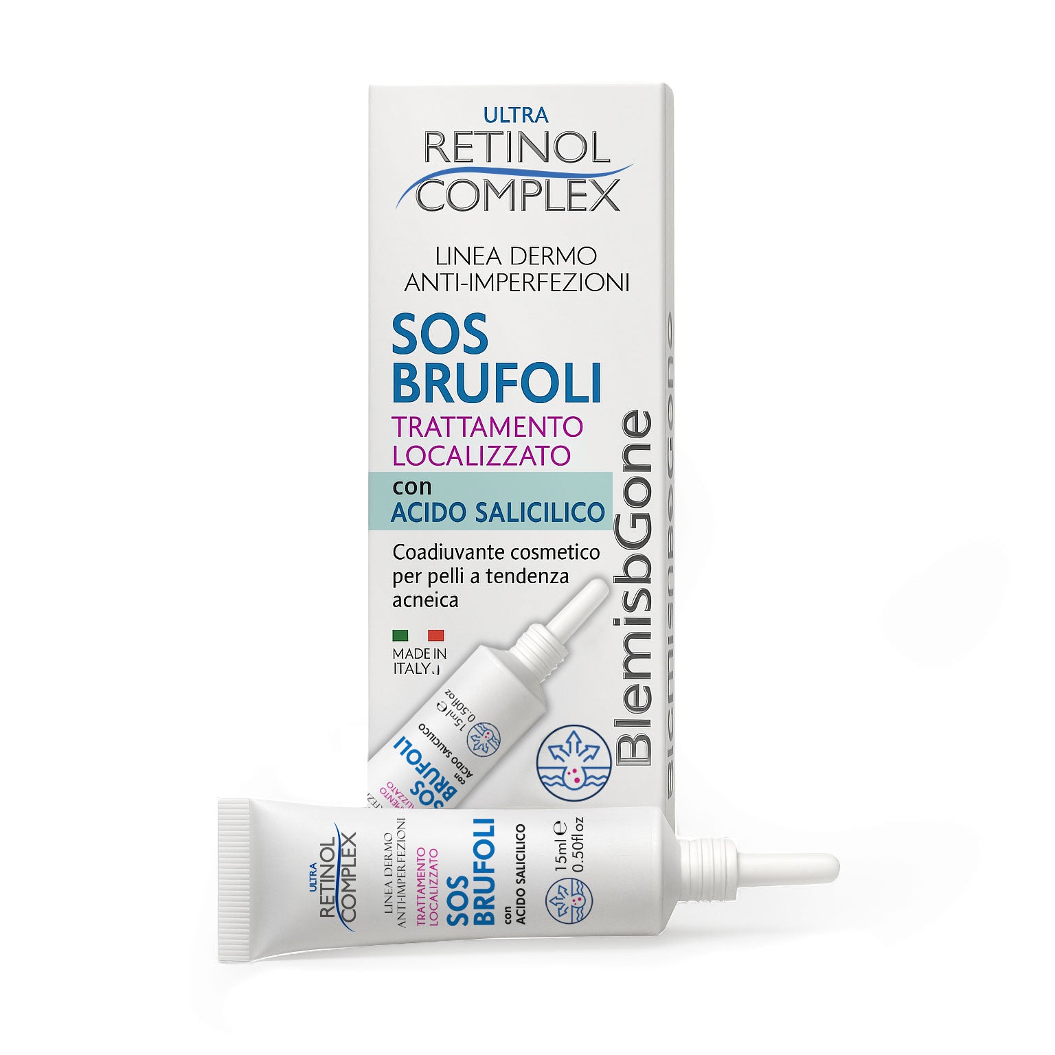 Lot de 6 Pièces - Soin Localisé Anti-Imperfections SOS Boutons à l’Acide Salicylique 15ml - Retinol Complex
