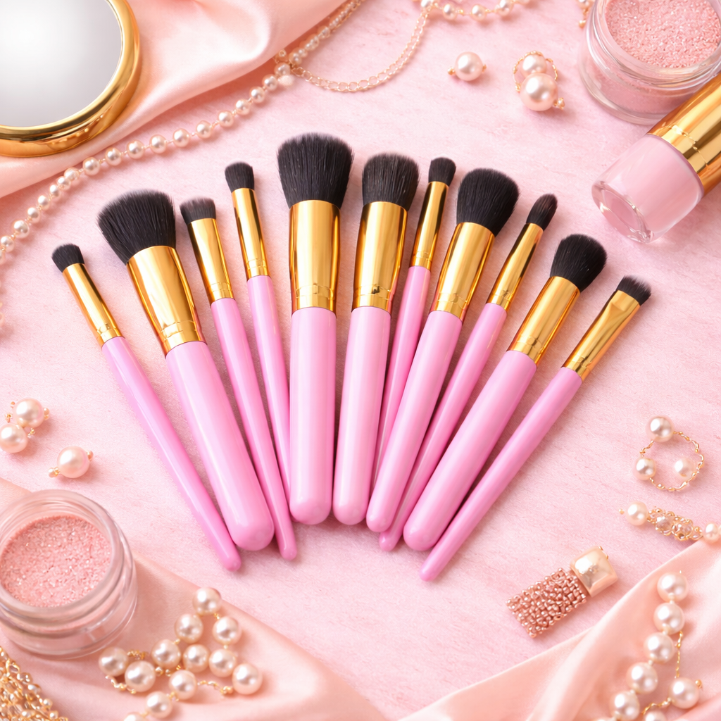 Set of 5 Pieces - Complete Face & Eye Brush Kit - Kcosmetique