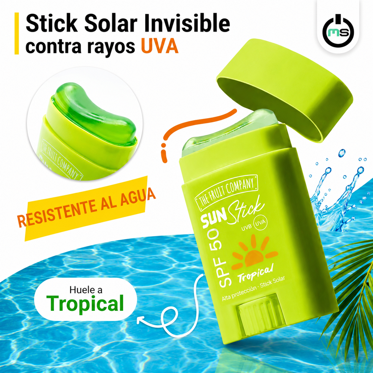 Lot de 6 Pièces - Stick Solaire SPF 50 Haute Protection Tropical Water Résistant - The Fruit Company