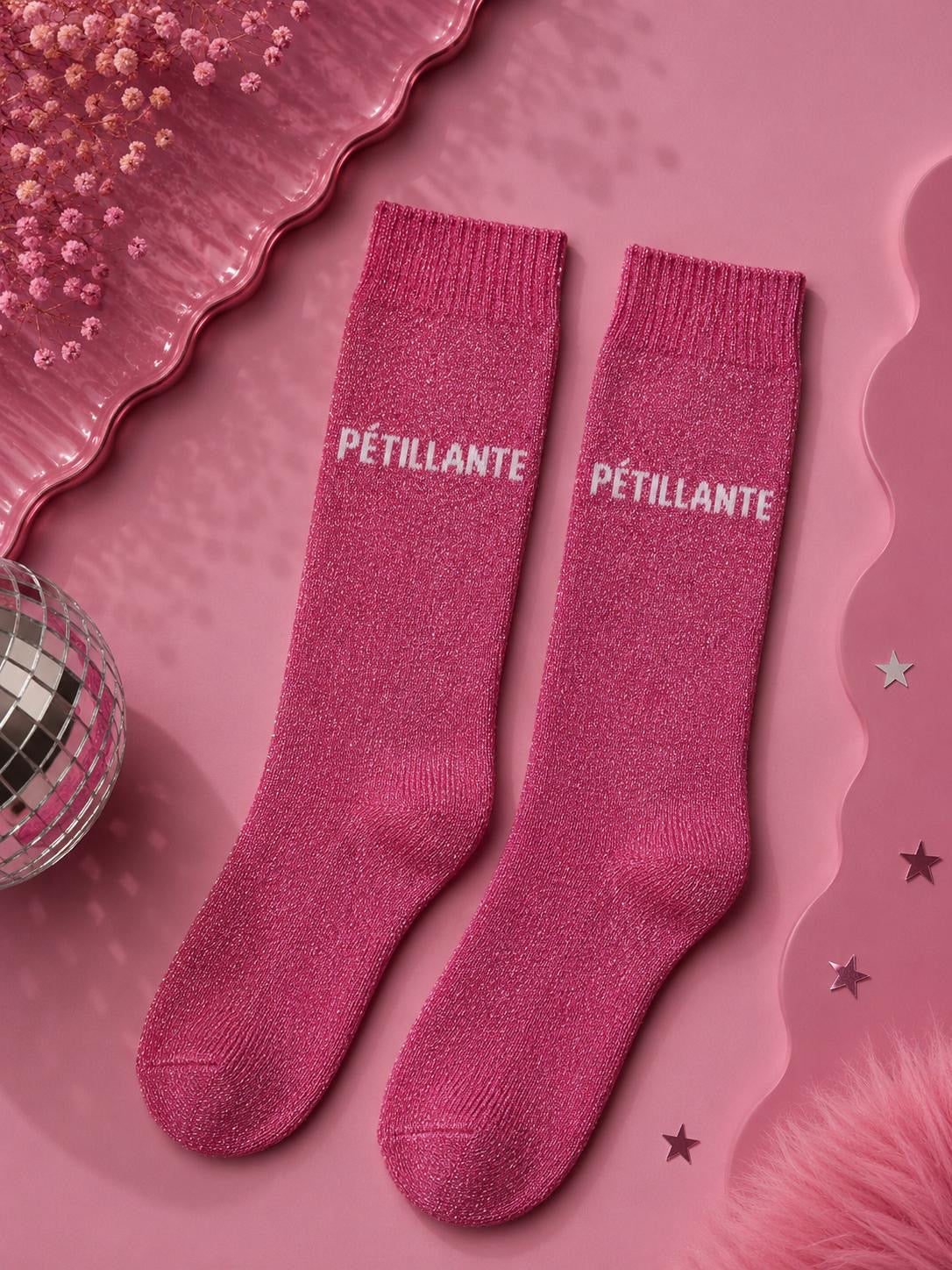 Lot de 5 Pièces - Paire de Chaussettes Fun "PÉTILLANTE " Rose - Jolis Mots Tendres