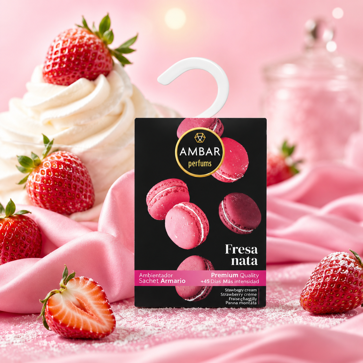 Pack of 20 Pieces - Strawberry Chantilly Fragrance Diffuser Sachets for Wardrobe & Dresser - Ambar