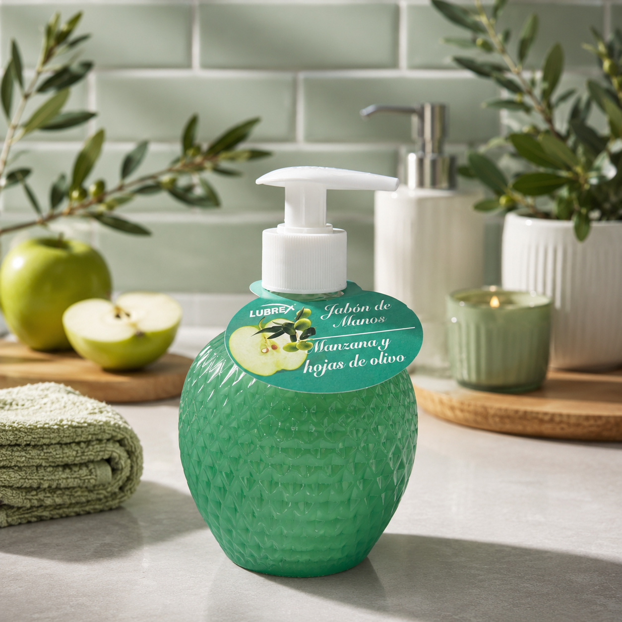 Lot de 7 Pièces - Savon Mains Pomme & Olive 350ml - Lubrex