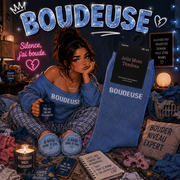 Lot de 5 Pièces - Paire de Chaussettes Fun "BOUDEUSE" Bleu - Jolis Mots Tendres