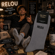Lot de 5 Paires - Chaussette Pour Homme "RELOU" Grise - Jolis Mots Tendres