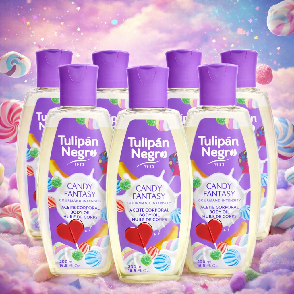 Lot de 6 Pièces - Huile Corporelle Parfum Candy Fantasy 200ml - Tulipan Negro