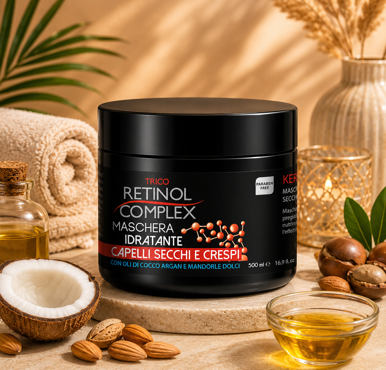 Set of 6 Pieces - Hair Mask for Dry and Brittle Hair 500ml - Retinol Complex