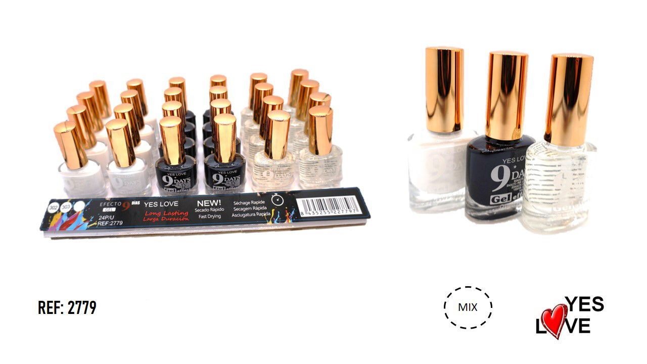 Set of 24 gel effect nail polishes, 9 days trio - Yes love