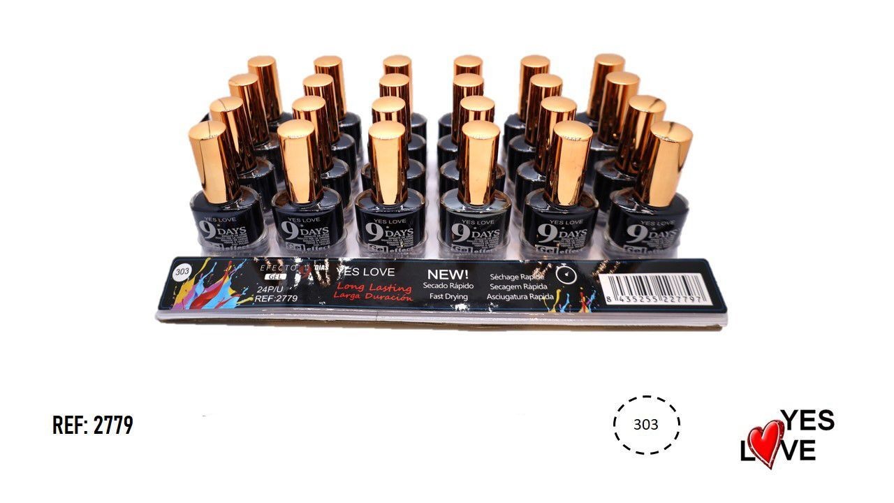 Set of 24 9-day gel effect nail polishes, shade 303 - Yes love