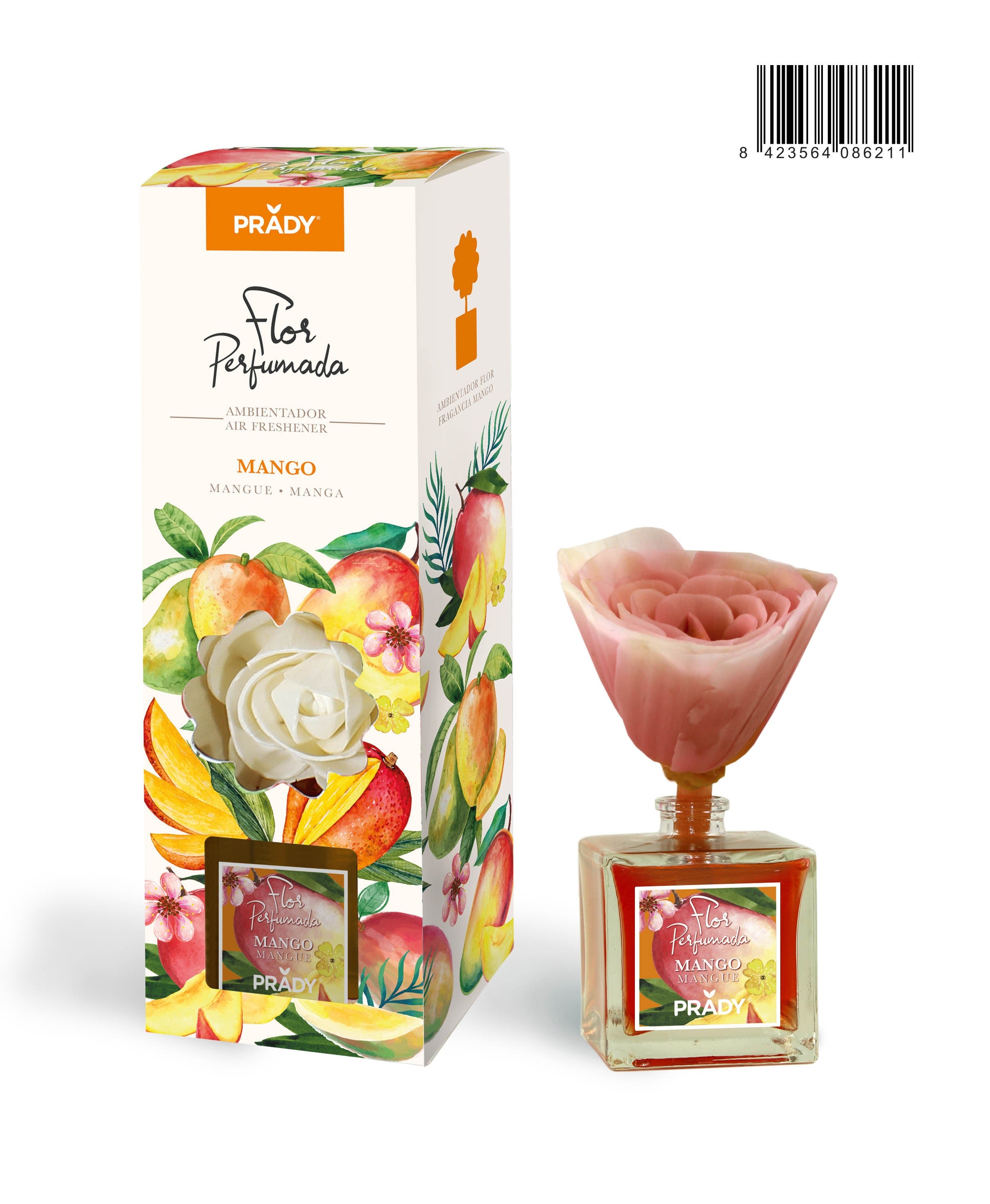 Lot de 6 Pièces - Fleur Mikado Diffuseur de Parfum Sorbet Mangue 90ML - Prady