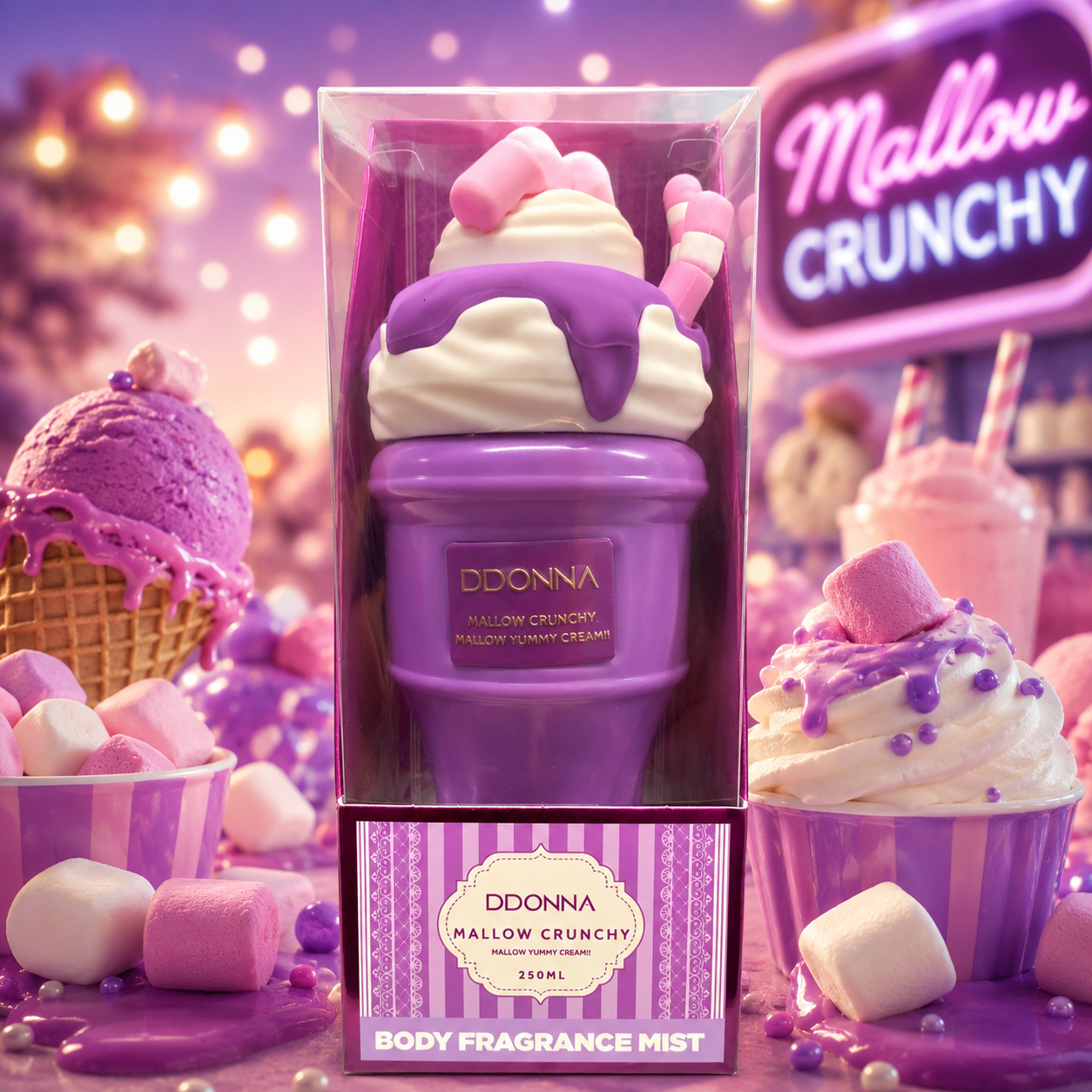 Lot de 6 Pièces - Brume "Mallow Crunchy" Gamme Yummy Cream 250ml - D'Donna