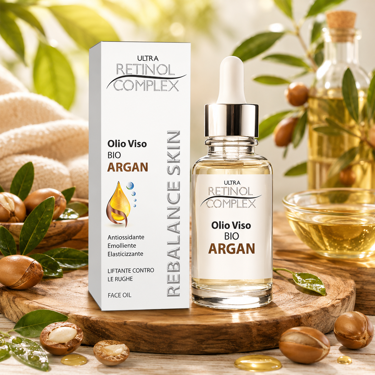 Organic argan oil face serum with retinol complex 30ml