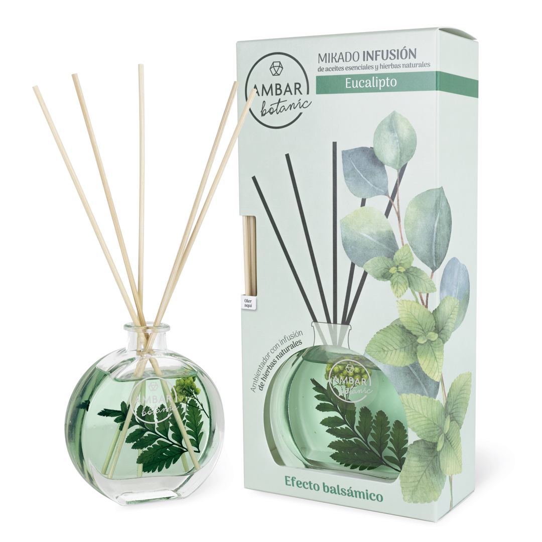 Set of 5 Pieces - Mikado Botanic Mint Eucalyptus Diffuser 75ml - Ambar