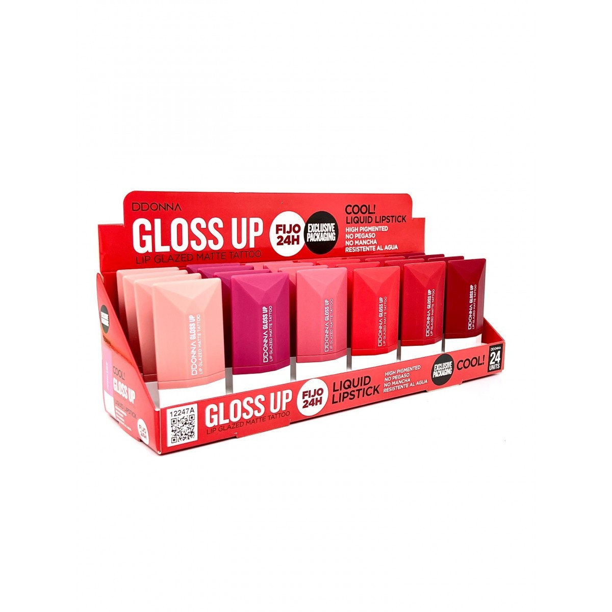 Lot de 24 rouge à lèvre glazed matte tattoo 12247 a