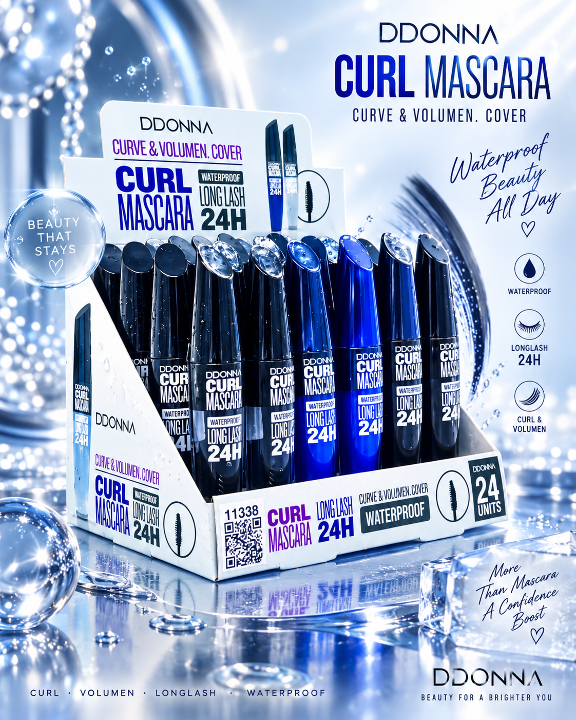 Lot de 24 Pièces - Mascara Bleu, Transparent & Noir - 11338 - D'Donna