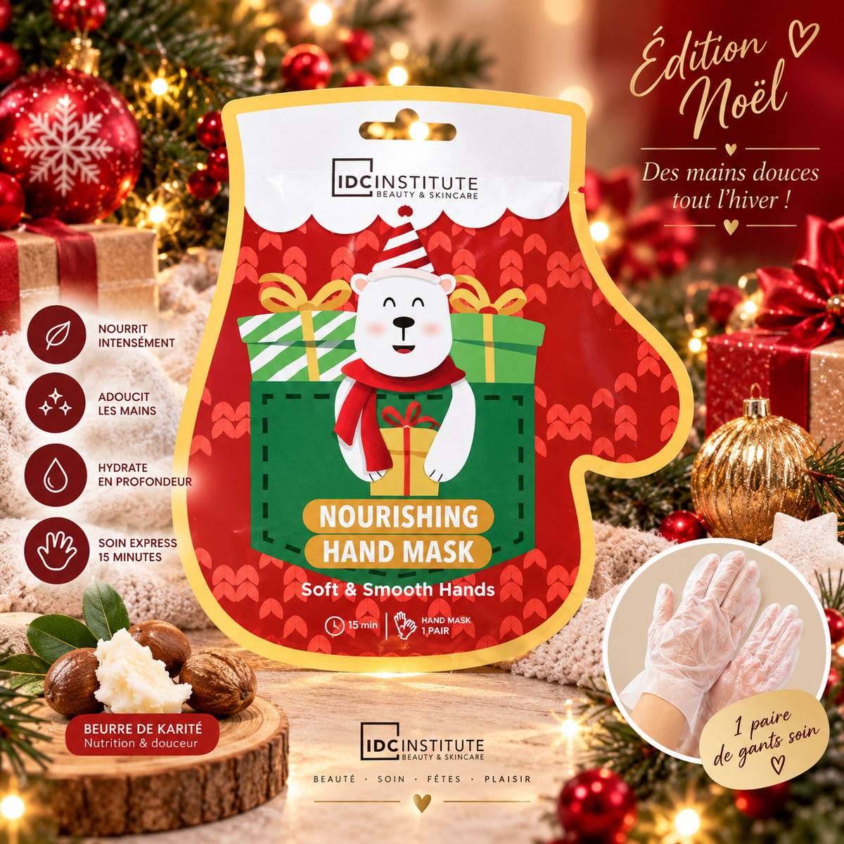 Lot de 12 Pièces - Nourishing Hand Mask – Christmas Edition – IDC Institute