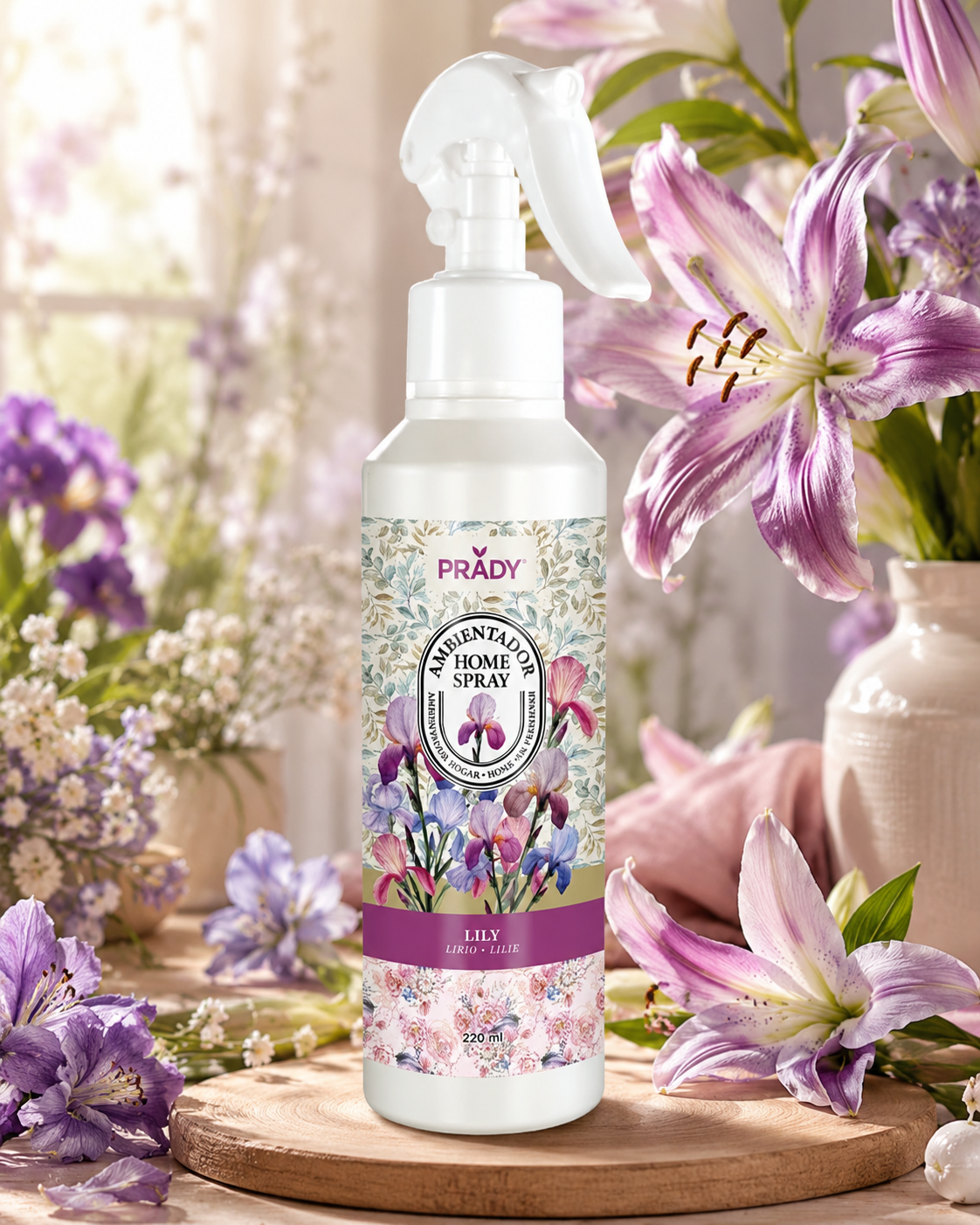 Lot de 6 Pièces - Spray d'Ambiance Maison & Tissu Parfum Lily 220ML - Prady