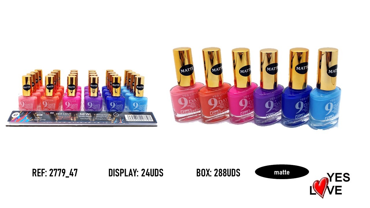 Set of 24 9-day gel effect nail polishes - Yes love n°47 