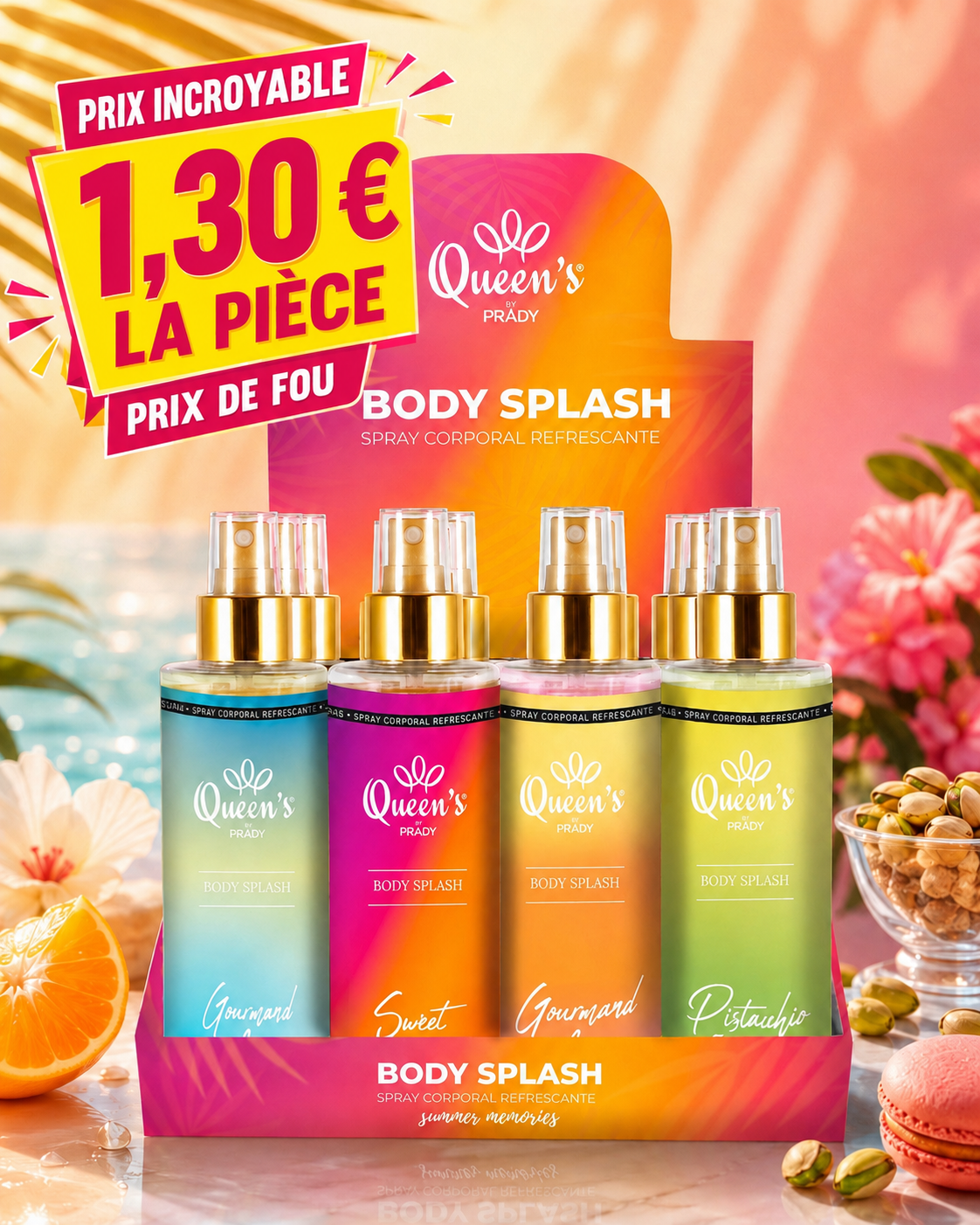 Présentoir de 12 Pièces - Présentoir de 12 Bumes Gourmandes / 4 Parfums 250ml - Prady