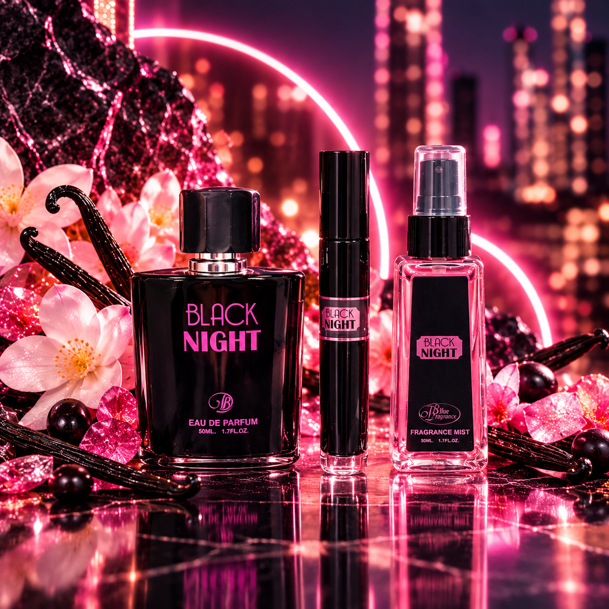 Lot de 4 Pièces - Coffret Parfum 3 Pièces Black Night - Blue Dreams