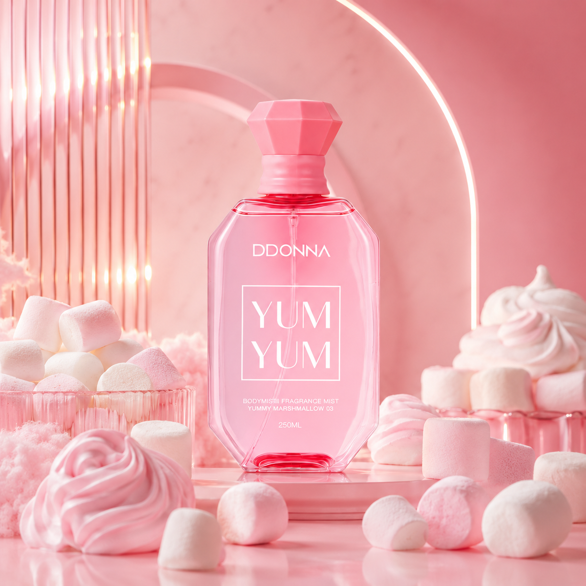 Lot de 6 Pièces - Brume Corps & Cheveux Yum Yum Marshmallow 250ml - D'Donna