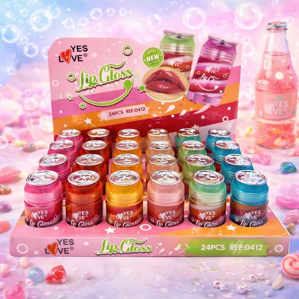 Lot de 24 Pièces - Lip Gloss Multi Couleurs Canettes - Yes Love
