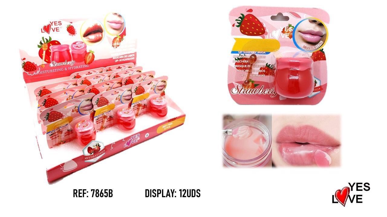 Lot de 24 - Masque hydratant pour les lèvres fraise yes love