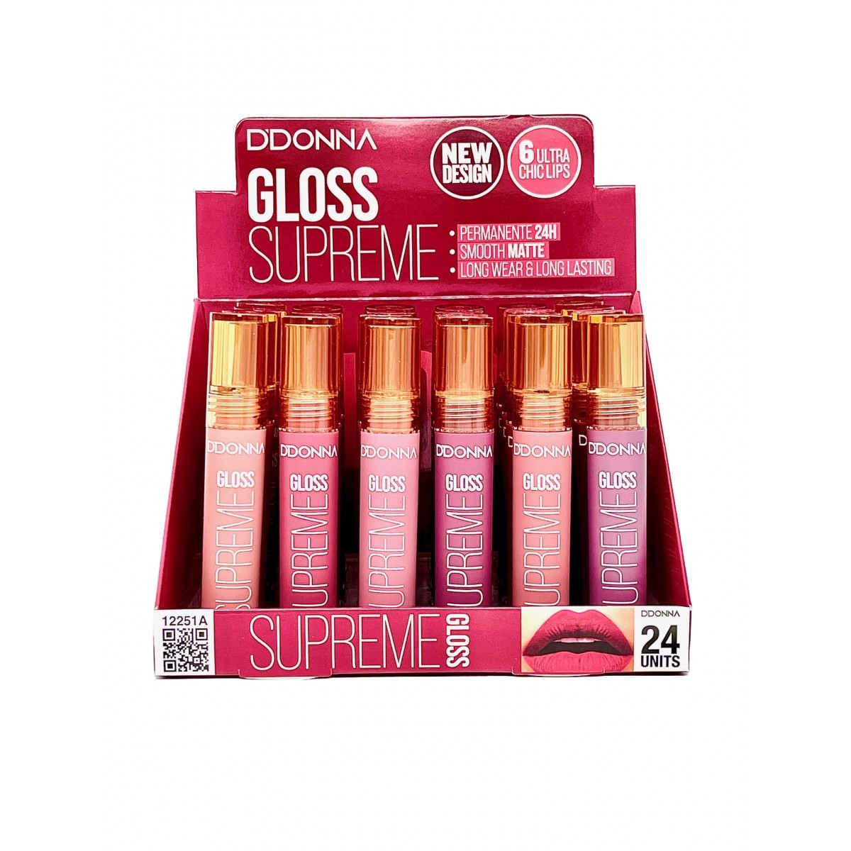 Set of 24 supreme permanent 24H glosses from Donna 12251A