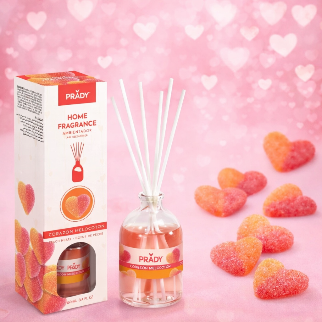 Lot de 6 Pièces - Diffuseur mikado coeur de pêche 100ml - Prady