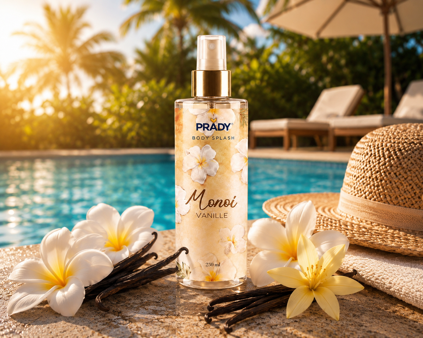 Lot de 12 Pièces - Brumes Corps & Cheveux Monoi Vanille 250ml - Prady