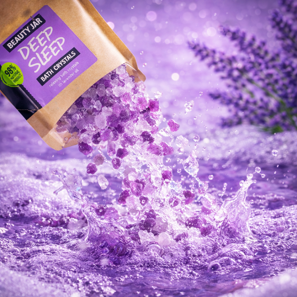 Lot de 4 Pièces - Cristaux de Bain Relaxant à L'Huile de Lavande "Deep Sleep" 600grs - Beauty Jar