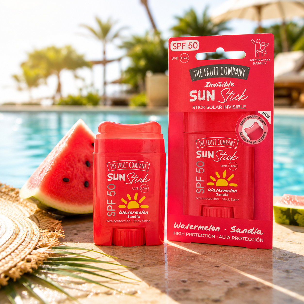 6 Pièces - Stick Solaire SPF 50 Haute Protection Pastèque Water Résistant - The Fruit Company