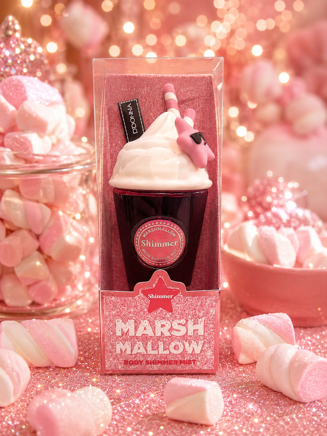 Lot de 6 Pièces - Brume Corps & Cheveux Yummy Marshmallow Pailletée 250ml - D'Donna
