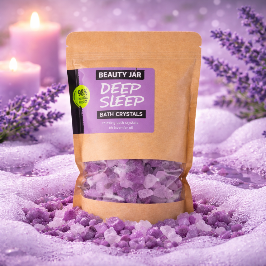 Lot de 4 Pièces - Cristaux de Bain Relaxant à L'Huile de Lavande "Deep Sleep" 600grs - Beauty Jar