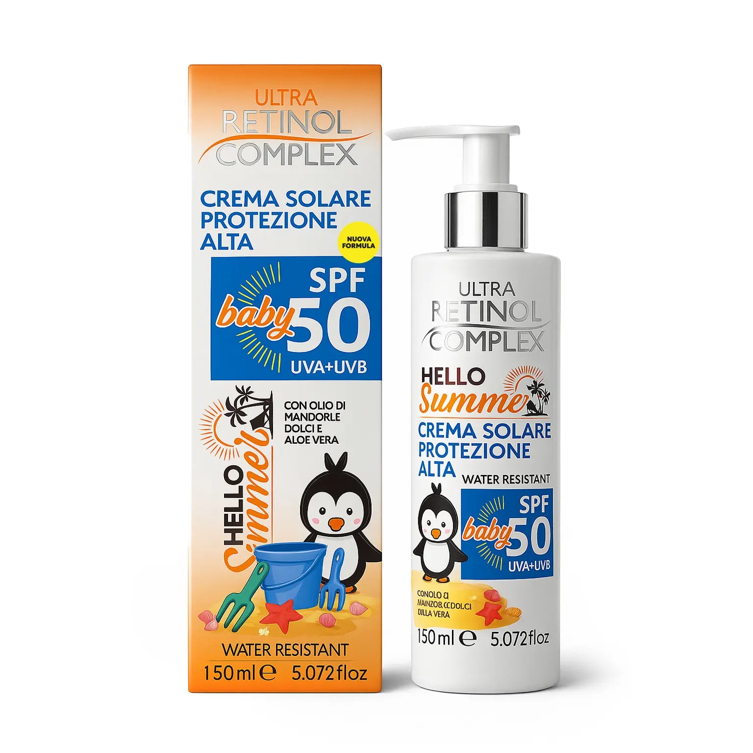 Lot de 6 Pièces - Crème Solaire Enfants & Bébé "Hello Summer" SPF 50 150ml - Retinol Complex