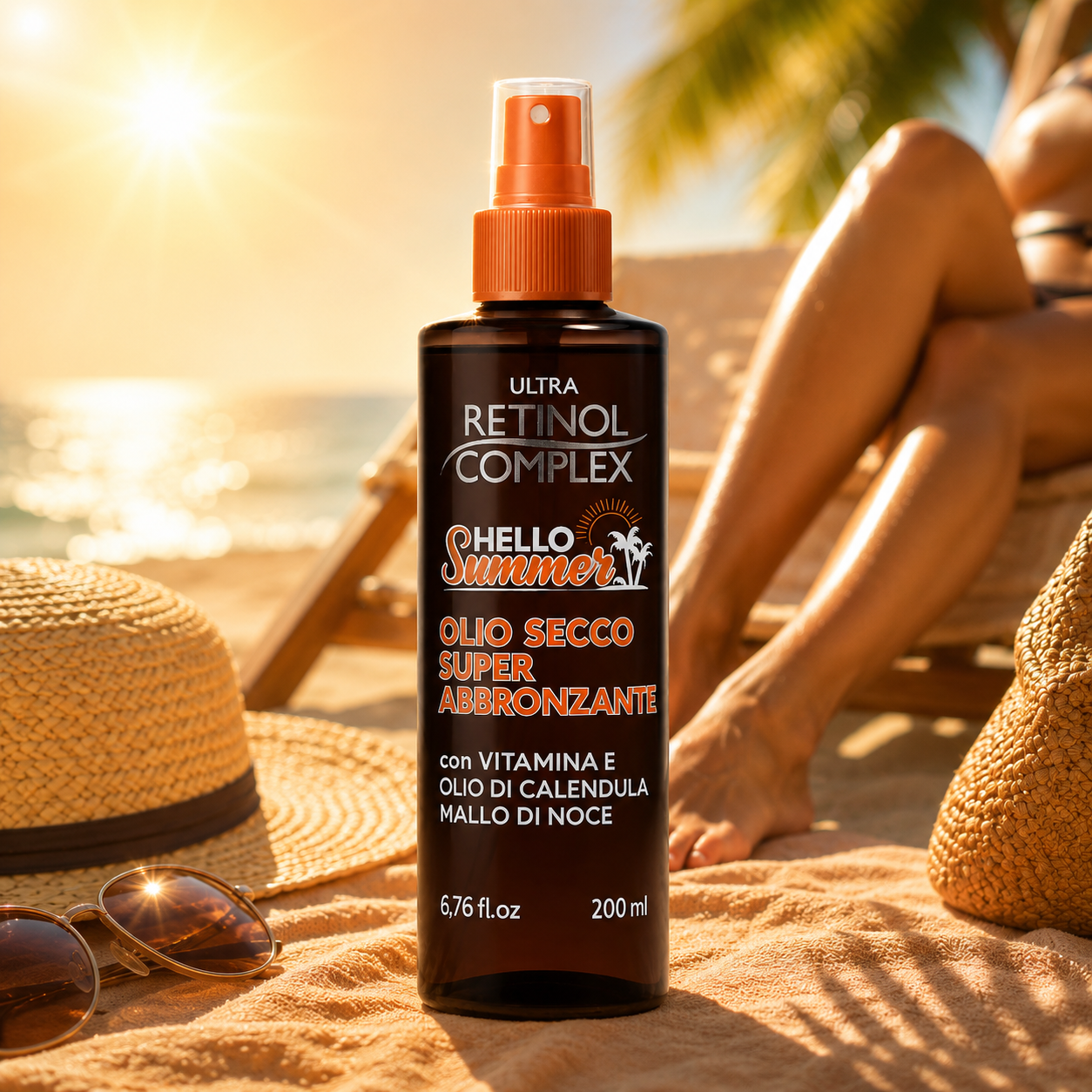 Lot de 6 Pièces -Huile Sèche Ultra Bronzante "Hello Summer" 200ml - Retinol Complex