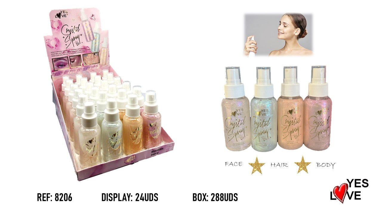 Brume pailleté corps et cheveux yes love 8206