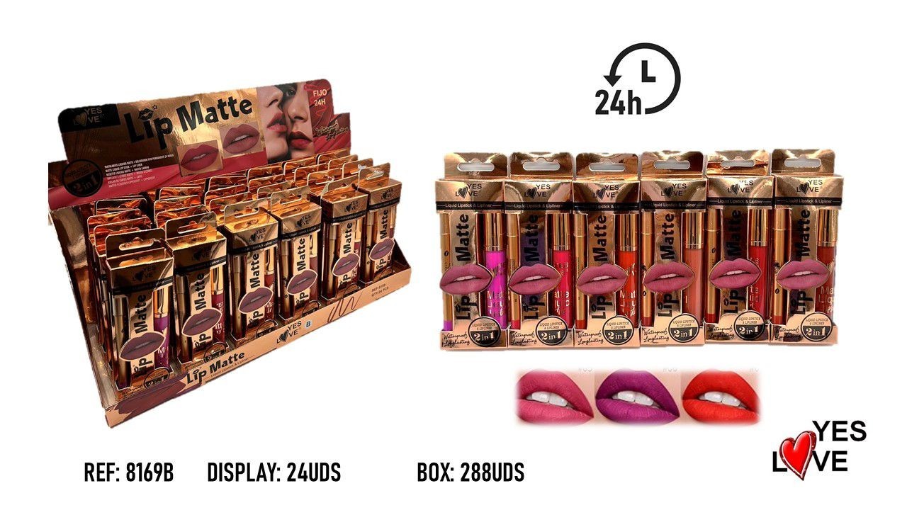 Lot de 24 rouge à lèvres liquid + crayon matte 8169B - Yes love