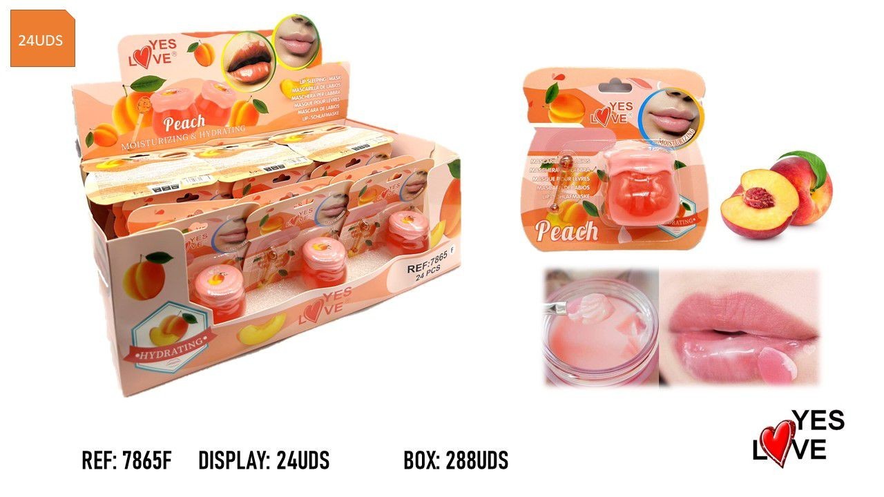 Lot de 24 - Masque hydratant pour les lèvres pèche yes love
