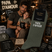 Lot de 5 Pièces - Chaussettes Homme Papa d’Amour – Vert Kaki - Jolis Mots Tendres