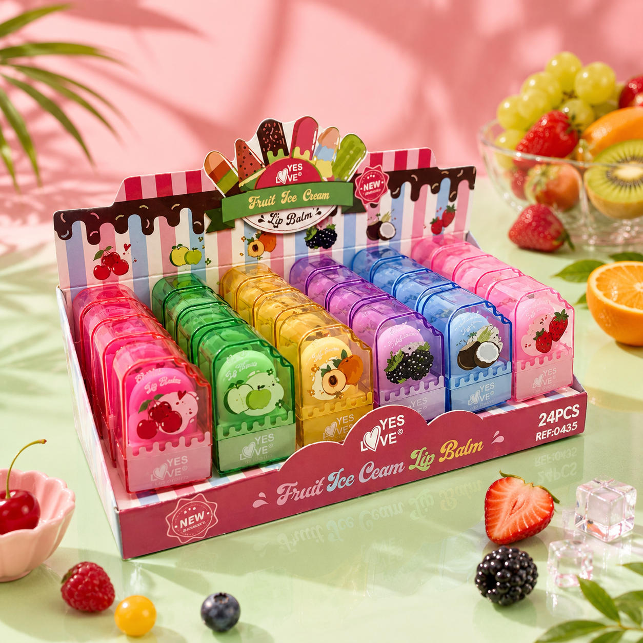 Lot de 24 Pièces - Fruit Ice Cream Lip Balm - 0407 - Yes Love