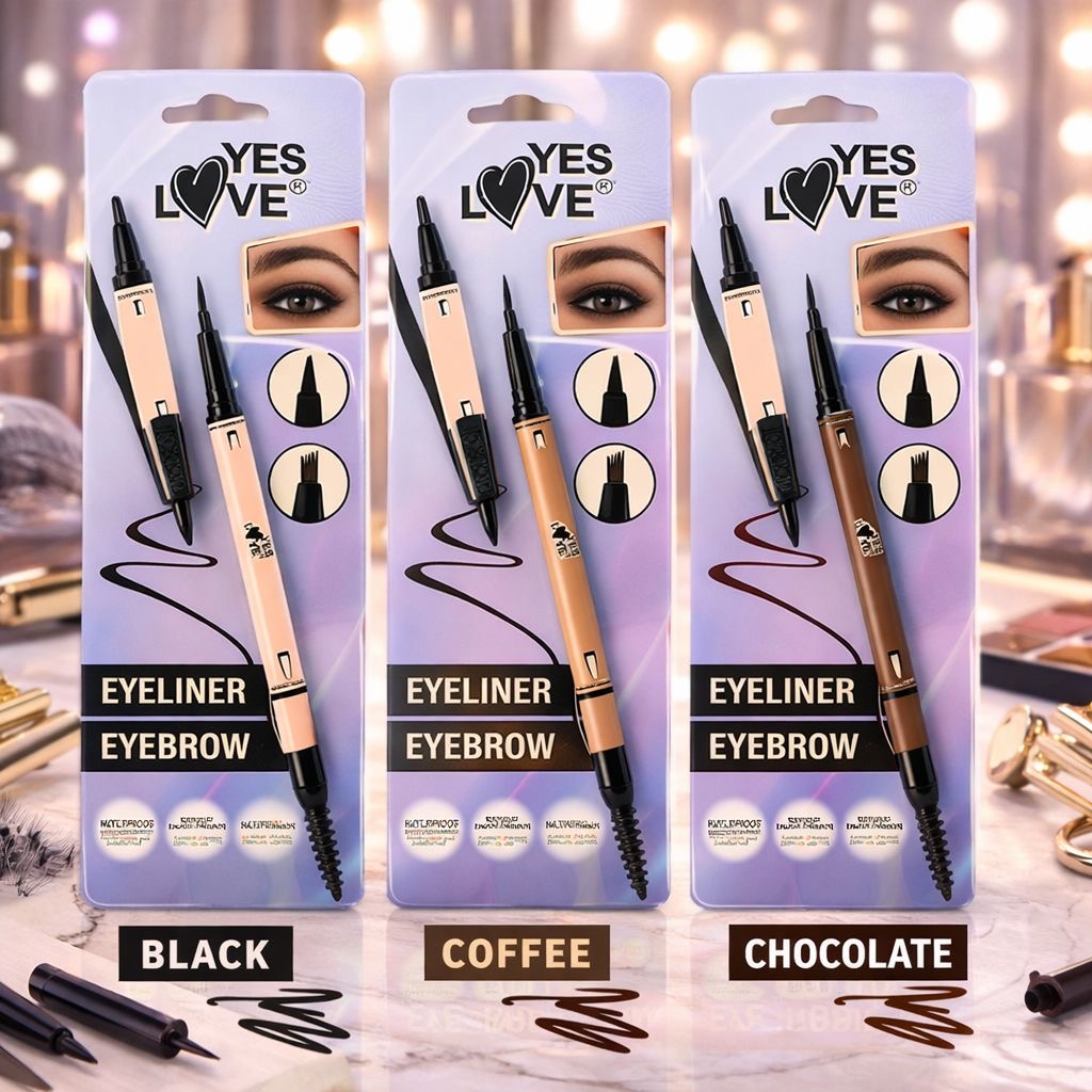 Lot de 36 Pièces - Stylo Double Eye Liner & Eyebrow 3 couleurs - Yes Love