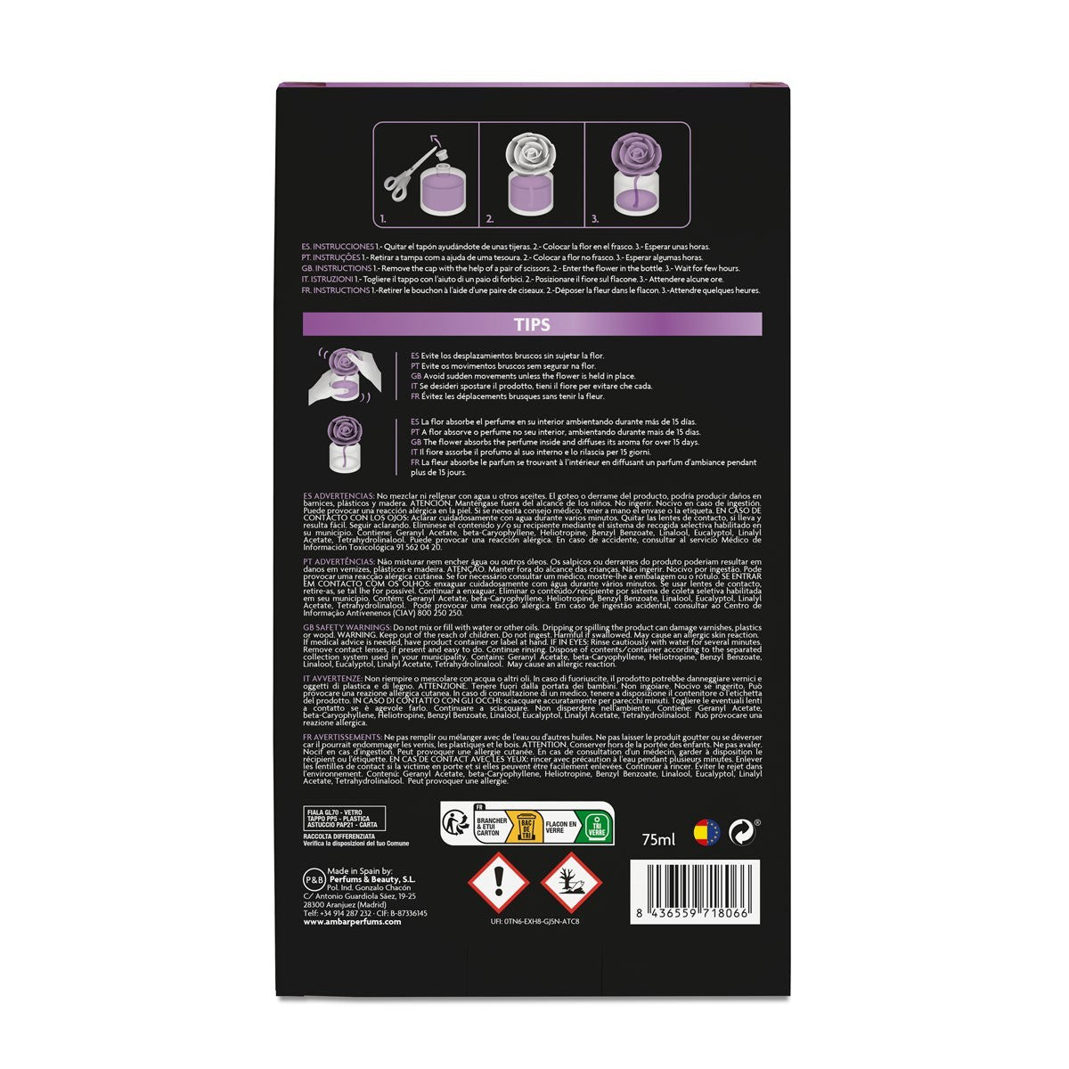 Set of 5 Pieces - Lavender Flower Scent Diffuser 75ml - Ambar