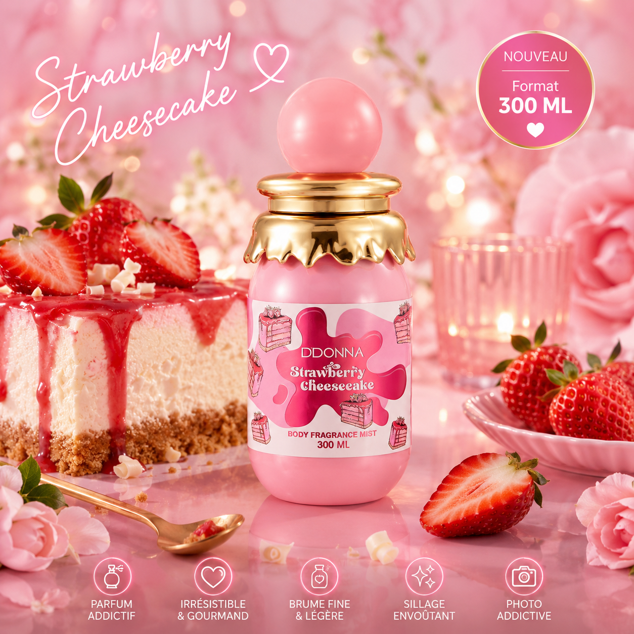 Lot de 6 Pièces - Brume Strawberry Cheesecake 300ml - D'Donna